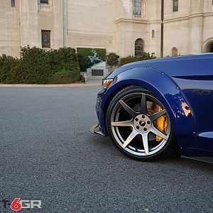 Wide Body Blue Mustang GT on Project 6GR wheels