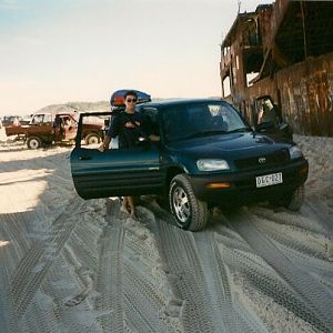 1994 Toyota RAV4, going through a phase. This was the Cherry Venture at Rainbow Beach.