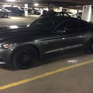 My 2015 GT in parking garage. So dark in there