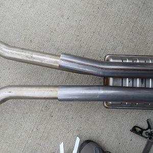 Comparison to stock exhaust.  Dropping factory exhaust was relatively easy.