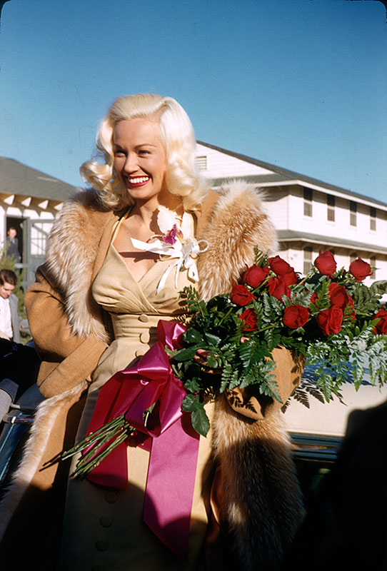 Mamie van Doren with Roses at Barksdale AFB 1956.jpg