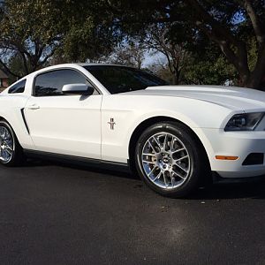 2012 3.7 Premium with Pony Package, Performance White  and Saddle Interior.