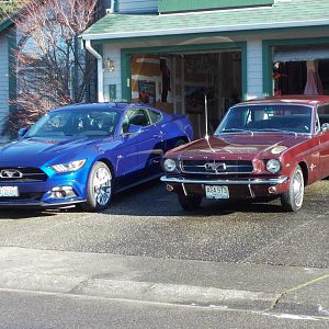 My 1965 (1964 1/2) and 2015.  I bought the 64 1/2 on May 29, 1964 and the 2015 on December 3, 2014.  I think I will buy one every 50 years.  Can't wai