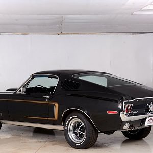 Not many Raven Black, w/Gold Stripe. 1968 Ford Mustang 390 GT 2+2 Fastbacks were produced