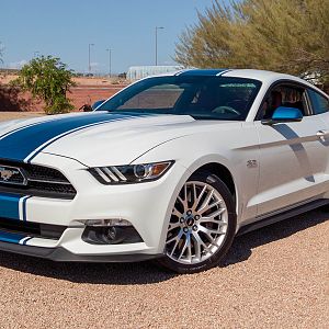 2016 Mustang GT Premium PP with Velocity Blue painted stripes