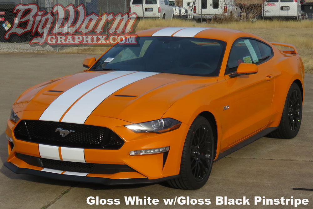 2018 Mustang Wide Dual Stripes gloss white w/ gloss black ...