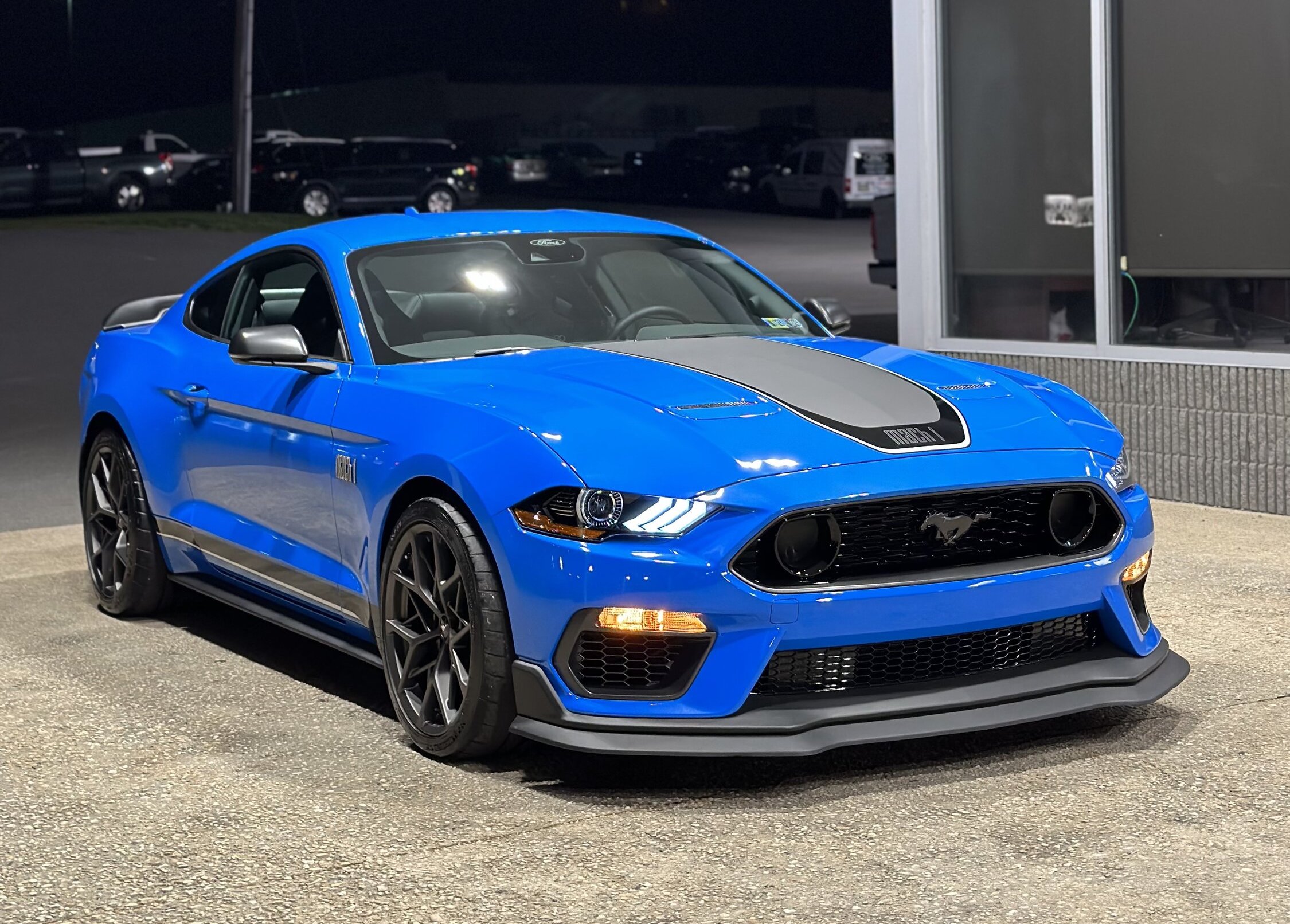 Home my 2022 Grabber Blue Mach 1 HP 2015+ S550 Mustang